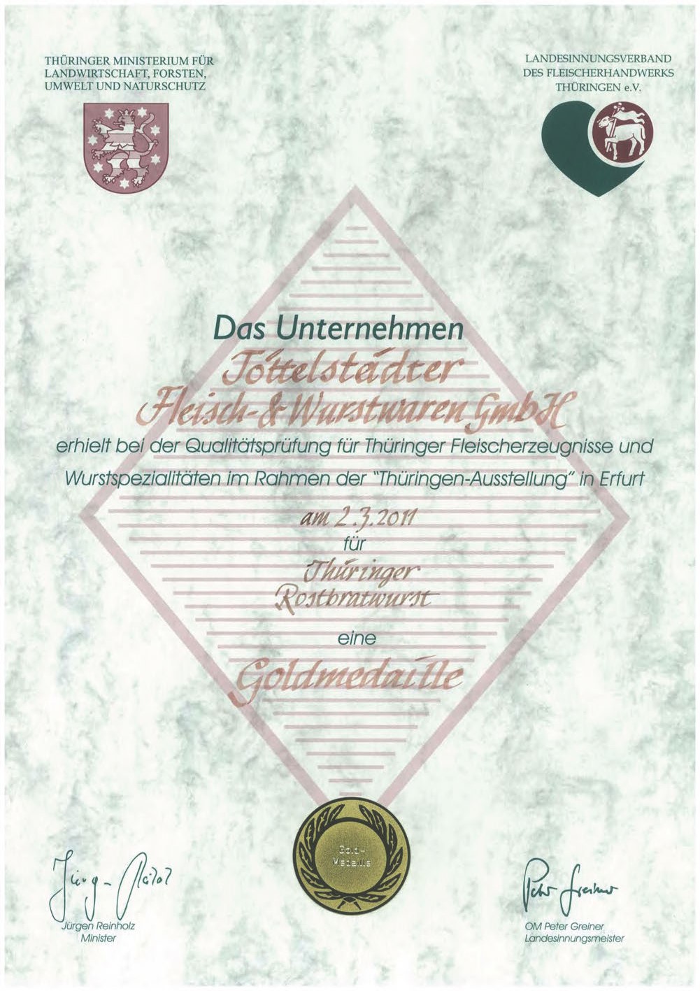Thüringer Rostbratwurst - Goldmedaille