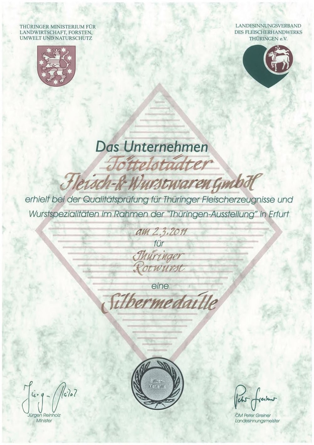 Thüringer Rotwurst - Silbermedaille